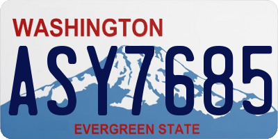 WA license plate ASY7685