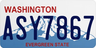 WA license plate ASY7867