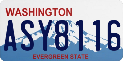 WA license plate ASY8116