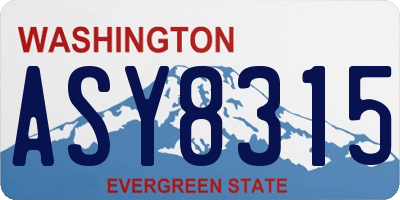 WA license plate ASY8315