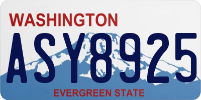 WA license plate ASY8925