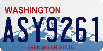 WA license plate ASY9261