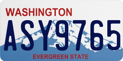 WA license plate ASY9765