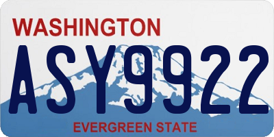 WA license plate ASY9922