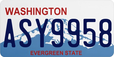 WA license plate ASY9958