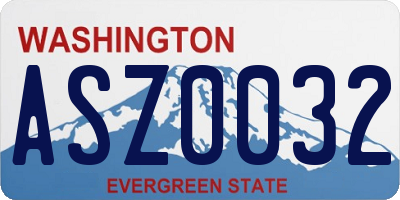 WA license plate ASZ0032