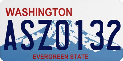 WA license plate ASZ0132