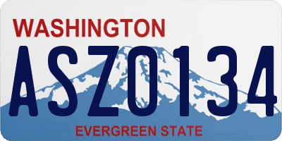 WA license plate ASZ0134