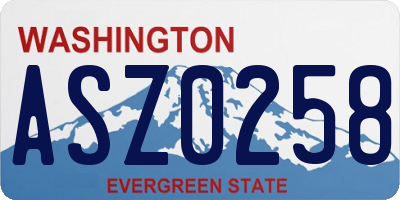 WA license plate ASZ0258