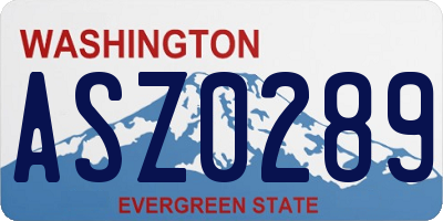 WA license plate ASZ0289