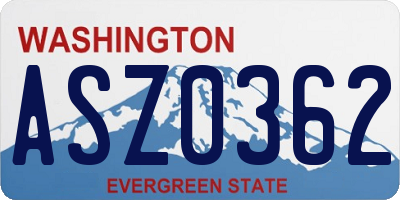WA license plate ASZ0362