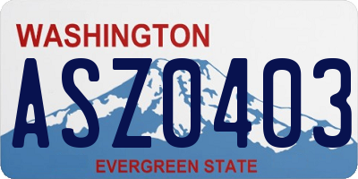 WA license plate ASZ0403