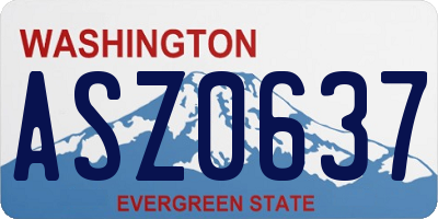 WA license plate ASZ0637