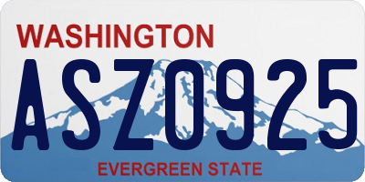 WA license plate ASZ0925