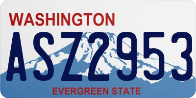 WA license plate ASZ2953