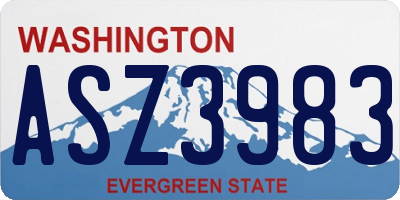 WA license plate ASZ3983