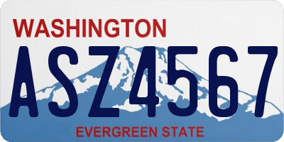 WA license plate ASZ4567