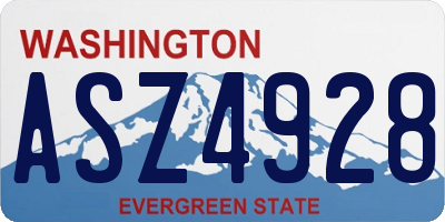 WA license plate ASZ4928