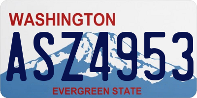 WA license plate ASZ4953