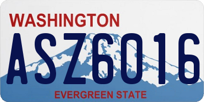 WA license plate ASZ6016