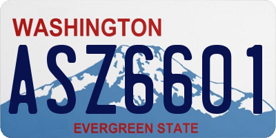 WA license plate ASZ6601