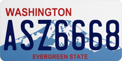 WA license plate ASZ6668