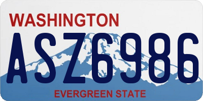 WA license plate ASZ6986