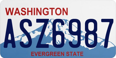 WA license plate ASZ6987