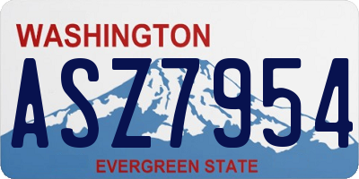 WA license plate ASZ7954