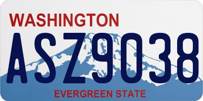 WA license plate ASZ9038