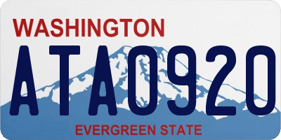 WA license plate ATA0920