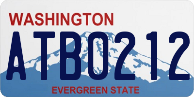 WA license plate ATB0212