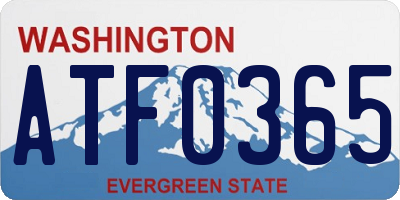 WA license plate ATF0365