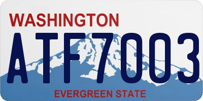 WA license plate ATF7003