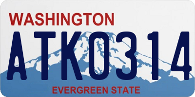 WA license plate ATK0314