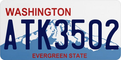 WA license plate ATK3502