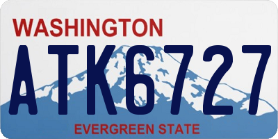 WA license plate ATK6727
