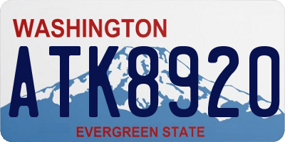 WA license plate ATK8920