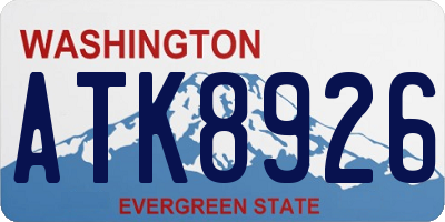 WA license plate ATK8926