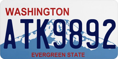 WA license plate ATK9892