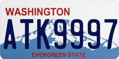 WA license plate ATK9997