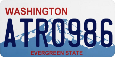 WA license plate ATR0986