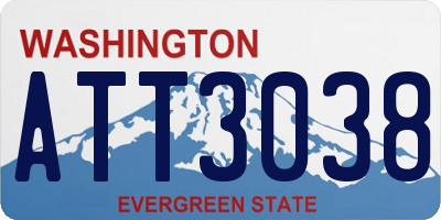 WA license plate ATT3038