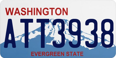 WA license plate ATT3938