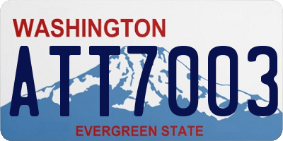 WA license plate ATT7003