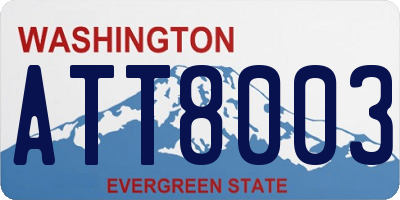 WA license plate ATT8003