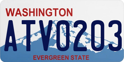 WA license plate ATV0203