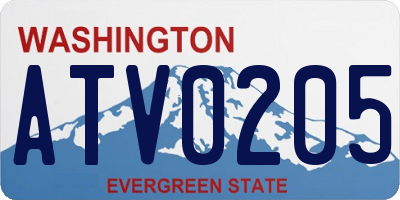 WA license plate ATV0205
