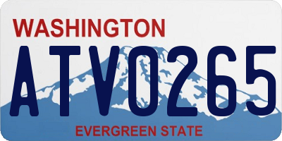 WA license plate ATV0265