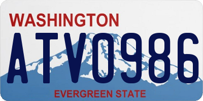 WA license plate ATV0986